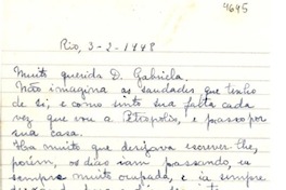 [Carta] 1948 feb. 2, Rio [de Janeiro], [Brasil] [a] Gabriela [Mistral]
