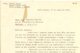 [Carta] 1948 junho 30, Porto Alegre, Brasil [a] Gabriela Mistral, Santiago, Chile