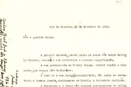 [Carta] 1948 sept. 18, Río de Janeiro [a] Gabriela Mistral