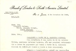 [Carta] 1948 nov. 4, Río de Janeiro [a] Consuelo Saleva, Santa Bárbara, California