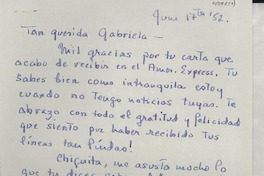 [Carta] 1952 June 17, Venezia, [Italia] [a] Gabriela [Mistral]