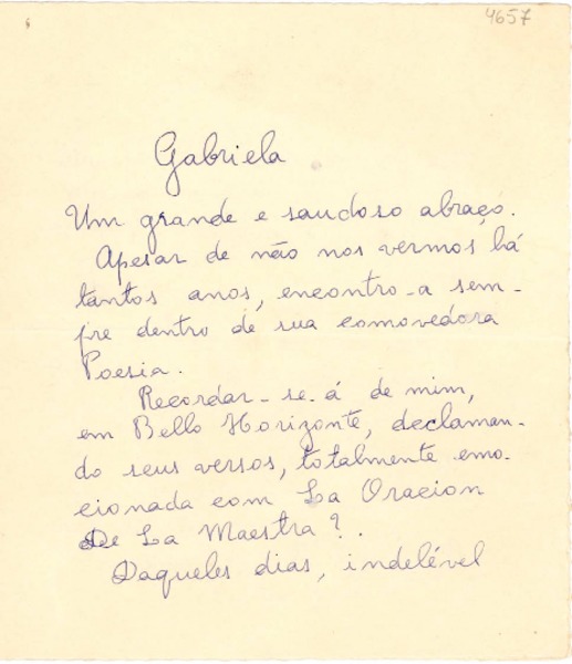 [Carta] [1950?] Rio de Janeiro, [Brasil] [a] Gabriela Mistral