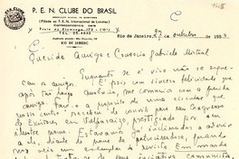[Carta] 1952 oct. 27, Río de Janeiro [a] Gabriela Mistral
