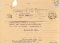[Telegrama] 1954 oct. 5, [Chile] [a] Gabriela Mistral, Palacio Presidencial, Viña [del Mar]