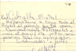 [Carta] 1956 nov. 20, [Brasil] [a] Gabriela Mistral, [Estados Unidos]