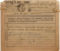 [Telegrama] 1945 nov. 16, Copacabana [a] Gabriela Mistral, Río de Janeiro