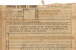 [Telegrama] 1945 nov. 16, Havana, [Cuba] [a] Gabriela Mistral, Petrópolis, RJ, [Brasil]