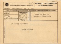 [Telegrama] 1945 nov. 16, Santiago, [Chile] [a] Gabriela Mistral, Rio de Janeiro