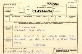 [Telegrama] 1951, Napoli [a] Humberto Diaz Casanueva