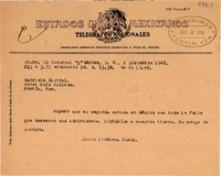 [Telegrama] 1948 dic. 2, México D.F. [a] Gabriela Mistral, Veracruz