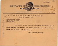 [Telegrama] 1948 dic. 8, México D.F. [a] Gabriela Mistral, Fortín, Veracruz, [México]