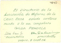 [Tarjeta] 1954 sept. 8, Valparaíso [a] Gilda Péndola
