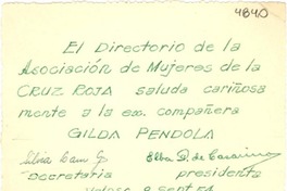 [Tarjeta] 1954 sept. 8, Valparaíso [a] Gilda Péndola