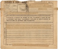 [Telegrama] 1945, San Juan, [Puerto Rico] [a] Gabriela Mistral, Petrópolis, Brasil