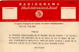 [Telegrama] [1945] [a] [Gabriela Mistral]