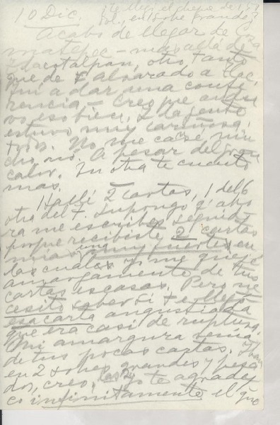 [Carta] 1949 dic. 10, Veracruz [a] Doris Dana, New York