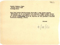 [Telegrama] 1951 nov. 9, [Italia] [a] Radomiro Tomic, Santiago, Chile