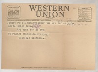 [Telegrama] 1949 dic. 21, Veracruz, México [a] Doris Dana, New York