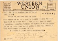 [Telegrama] 1946 jul. 22, Chicago, [EE.UU.] [a] Gabriela Mistral, Los A., [EE.UU.]