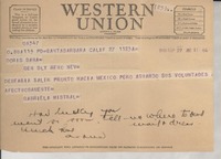 [Telegrama] 1948 sept. 27, Santa Barbara, California [a] Doris Dana, Reno, Nevada