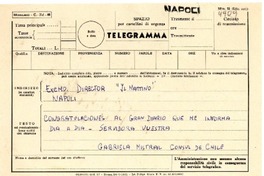 [Telegrama] [1952], Nápoles [a] Director de "Il Mattino", Nápoles