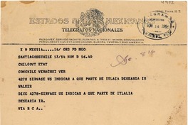 [Telegrama] 1950 nov. 14, Santiago, Chile [a] Gabriela Mistral, Veracruz