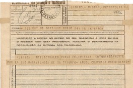 [Telegrama] [1945] nov. 16, Santiago, Chile [a] Gabriela Mistral, Petropolis, RJ, [Brasil]