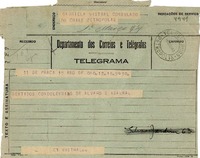 [Telegrama] 1943 ago. 18, Rio DF, [Brasil] [a] Gabriela Mistral, Consulado do Chile, Petrópolis, [Brasil]