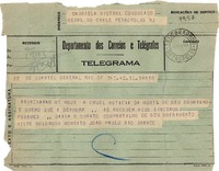[Telegrama] 1943 ago. 16, Río de Janeiro [a] Gabriela Mistral, Petrópolis