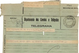 [Telegrama] 1943 ago. 20, Petrópolis [a] Gabriela Mistral, Petrópolis