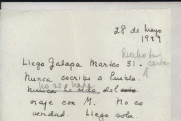 [Carta] 1949 mayo 28 [a] Gabriela Mistral