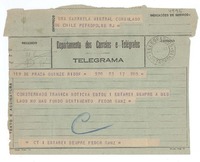 [Telegrama] 1943 ago. 17, Río de Janeiro [a] Gabriela Mistral, Petrópolis