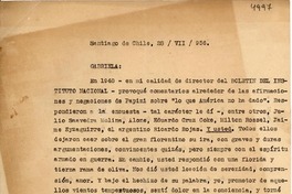 [Carta] 1956 jul. 28, Santiago, Chile [a] Gabriela Mistral