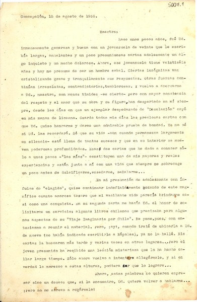 [Carta] 1956 ago. 15, Concepción, [Chile] [a] [Gabriela Mistral]