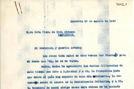 [Carta] 1946 ago. 19, Monrovia, [EE.UU.] [a] Elena de Mora Miranda, Washington, [EE.UU.]