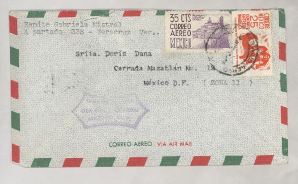 [Sobre] 1950 nov. 10, México D. F. [a] Doris Dana, México D. F.
