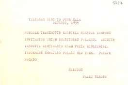 [Telegrama] 1955 oct. [a] José Maza
