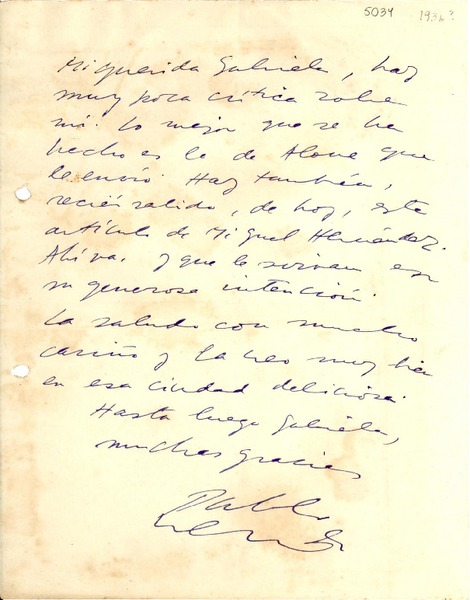 [Carta] 1936 [a] Gabriela Mistral