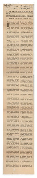[Carta] 1957 ene. 22, Santiago, Chile [a] Doris Dana, Nueva York