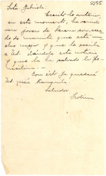 [Carta] [1945?], [Vicuña?, Chile] [a] Gabriela Mistral