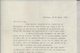 [Carta] 1957 ene. 22, Santiago, Chile [a] Doris Dana, Nueva York, Estados Unidos