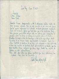 [Carta] 1957 ene. 8, La Paz, Bolivia [a] Doris Dana, Nueva York