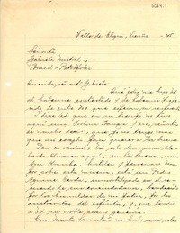 [Carta] 1945, Valle del Elqui, Vicuña, [Chile] [a] Gabriela Mistral, Petrópolis, Brasil