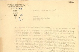[Carta] 1946 abr. 2, Vicuña, Chile [a] Gabriela Mistral, Los Ángeles