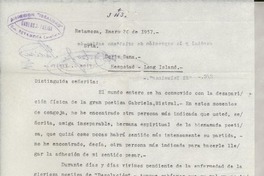 [Carta] 1957 ene. 20, Retamosa, Uruguay [a] Doris Dana, New York, Estados Unidos