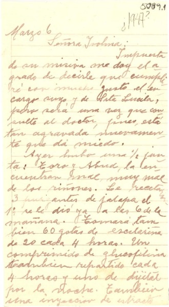 [Carta] [1947?] mar. 6, [Chile] [a] Isolina [Barraza de Estay]