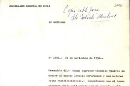 [Carta] 1956 nov. 21, Santiago, Chile [a] Gabriela Mistral, New York