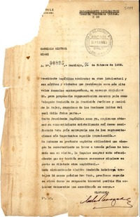 [Carta] 1953 feb. 26, Santiago, Chile [a] Gabriela Mistral, Miami