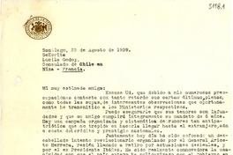 [Carta] 1939 ago. 25, Santiago, Chile [a] Gabriela Mistral, Niza, Francia