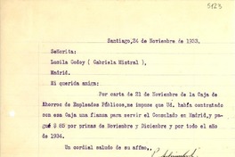 [Carta] 1933 nov. 24, Santiago [a] Lucila Godoy, Madrid
